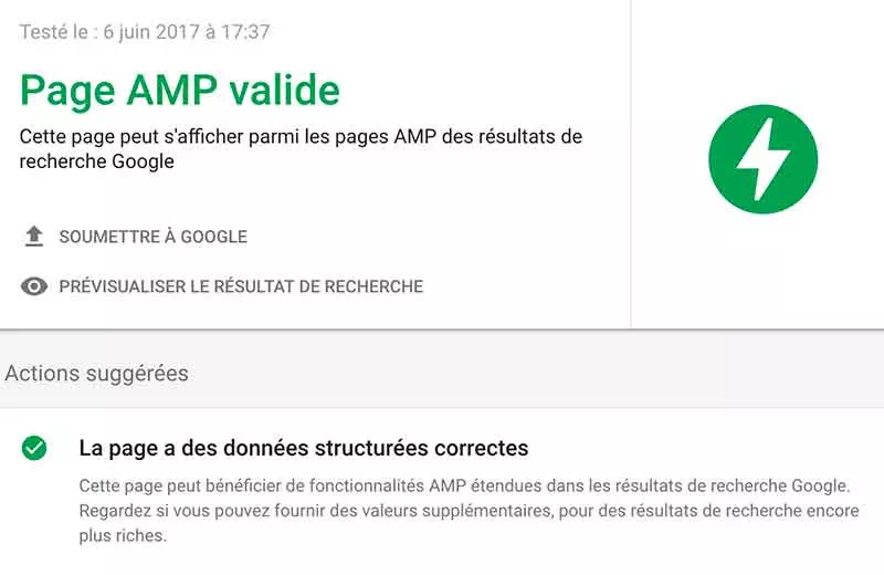 page format amp Google valide