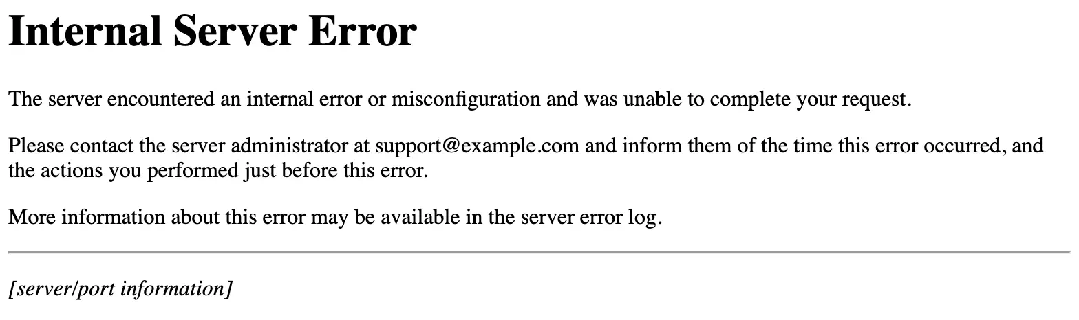 500 internal server error