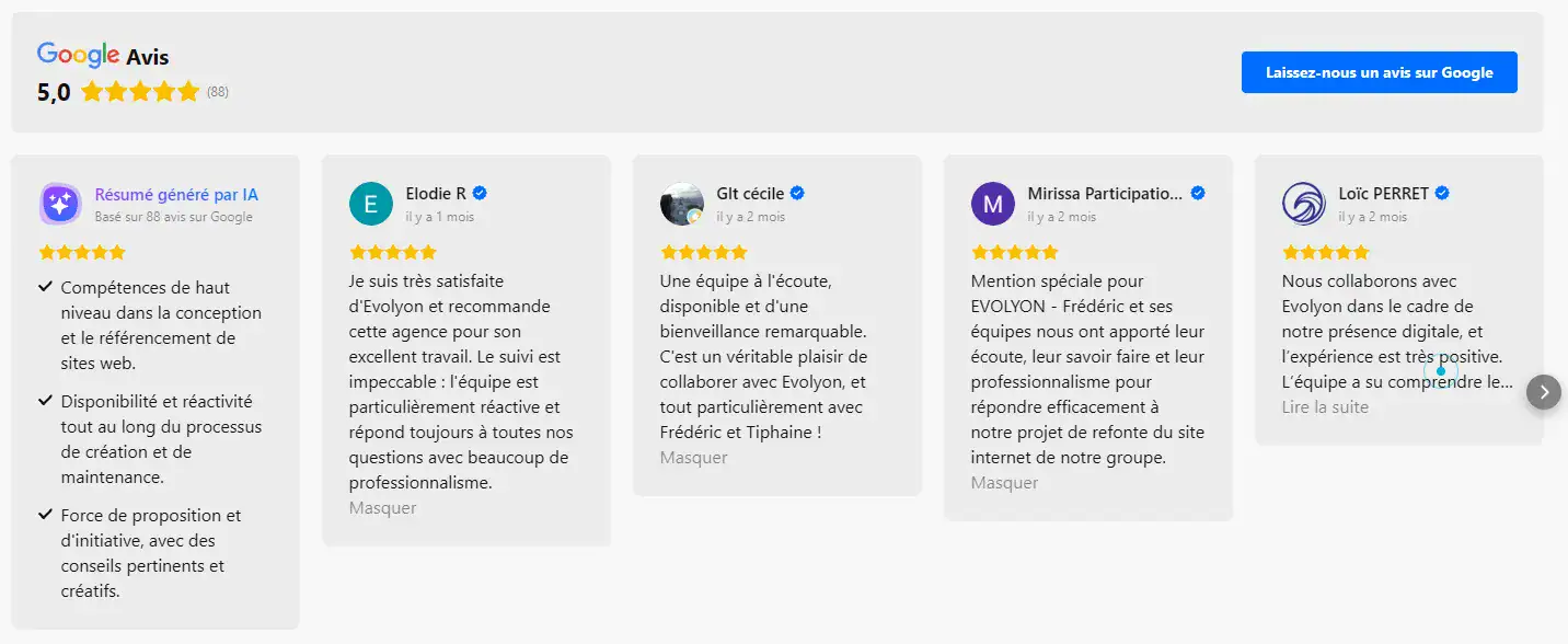 avis et temoignages clients evolyon Avis et témoignages Google de clients Evolyon
